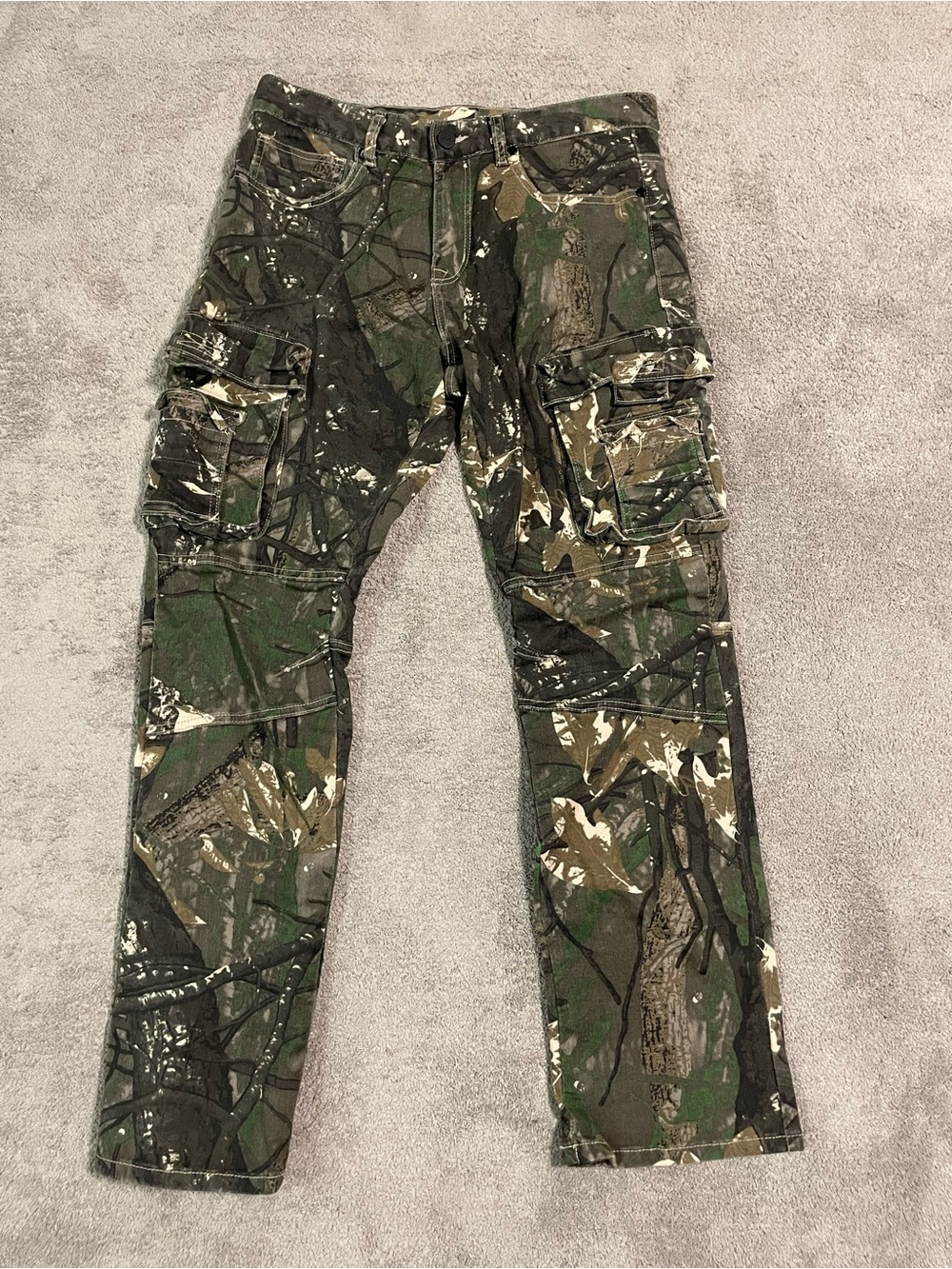 Smoke Rise Camo Cargo Pants Mens 34x32 Woodland Utility Stretch Streetwear